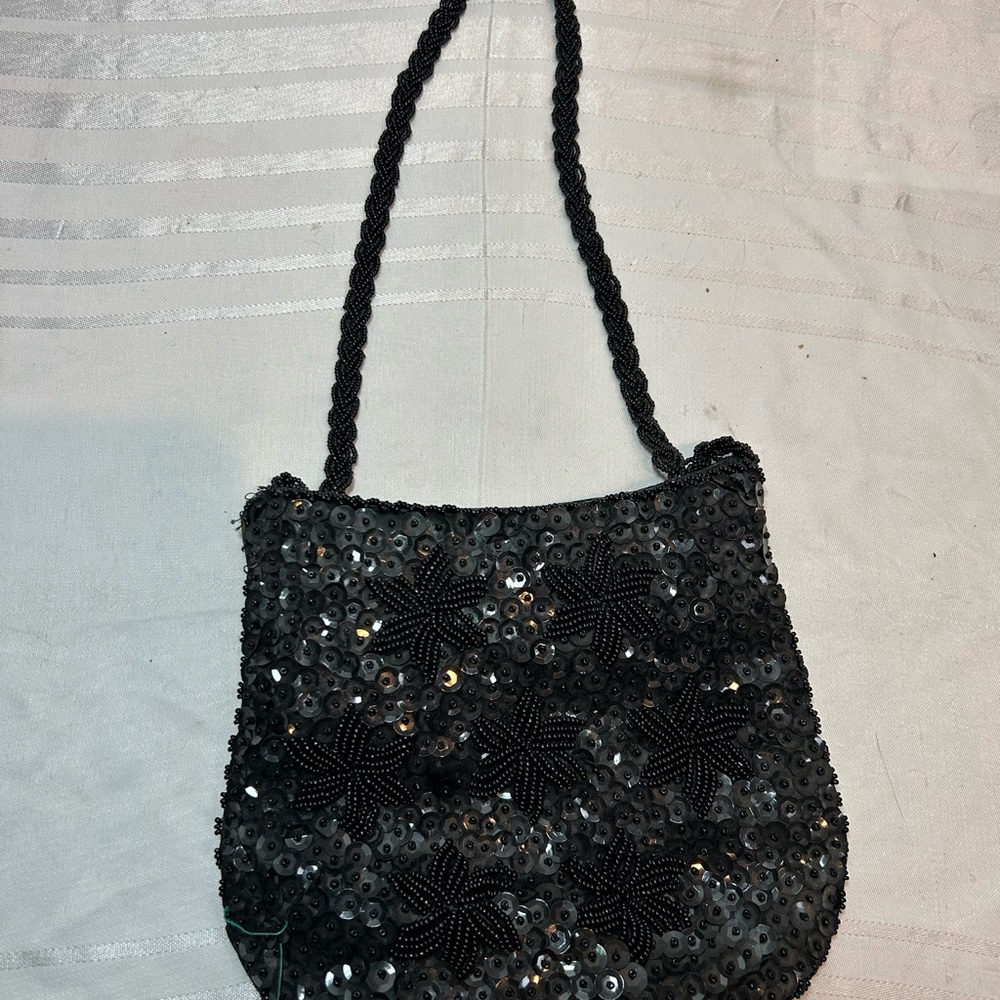 Elegant Black Sequin Shoulder Bag